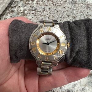 Authentic Cartier Silver and Gold Must 21 Watch